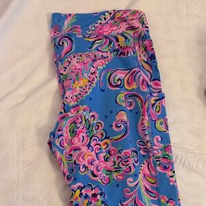 Lilly Pulitzer Pink and Blue Patterned Leggings EUC XXL
